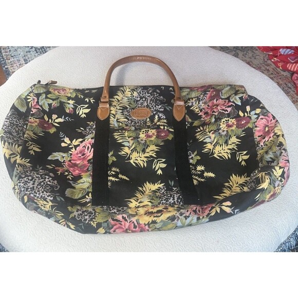 Vintage 90s Gitano Tapestry Cottagecore Travel Duffle Carry Tote Weekender Bag - Picture 1 of 8